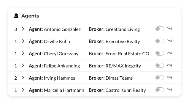 Agents List